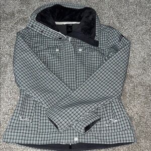The North Face Women's Black and White Plaid Ski Jacket